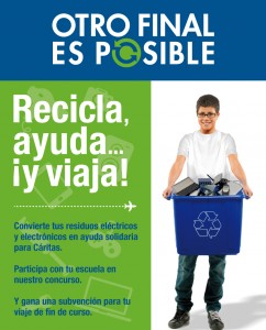 Concurso solidario en los colegios de Málaga para el reciclaje de aparatos eléctricos y electrónicos con donativos para Cáritas.